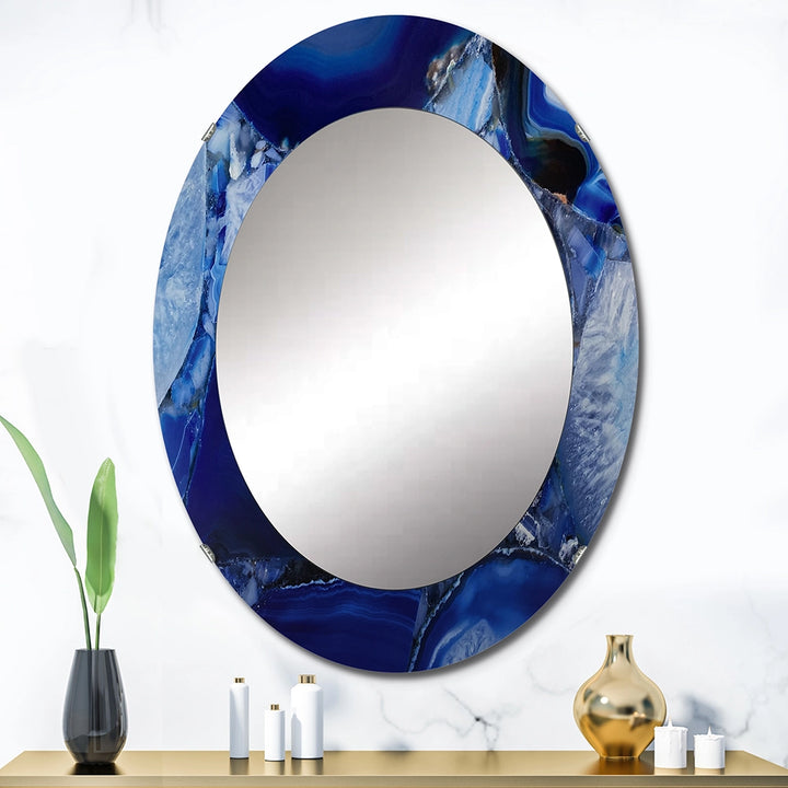 Mid-Century Modern Wall Mirror - Blue Agate Geode - Decorative Mirror