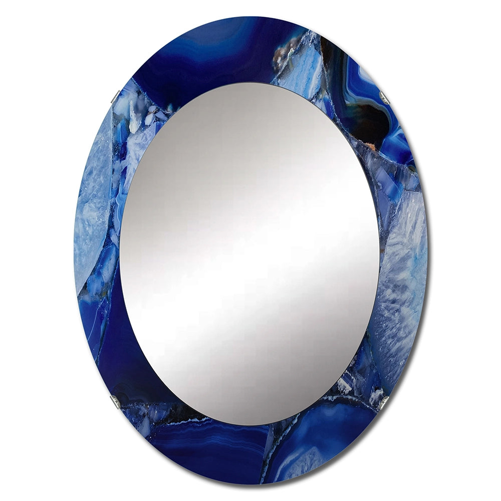 Mid-Century Modern Wall Mirror - Blue Agate Geode - Decorative Mirror