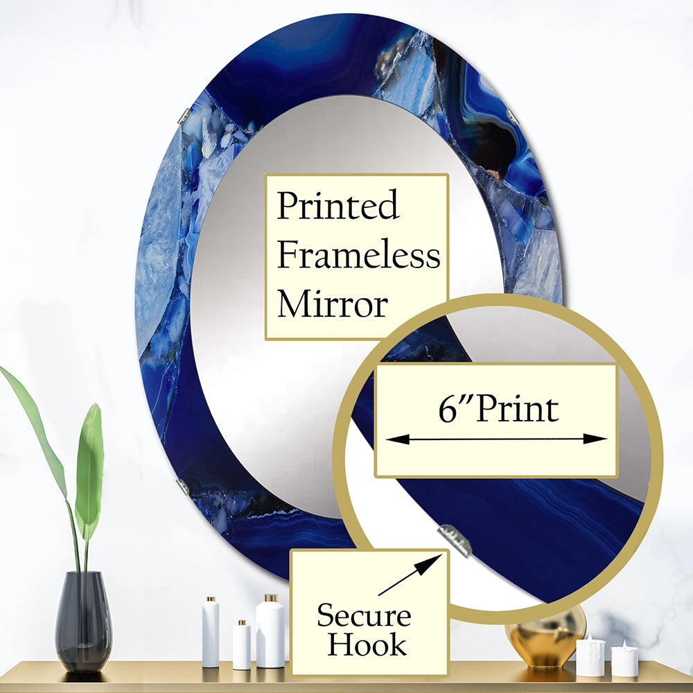 Mid-Century Modern Wall Mirror - Blue Agate Geode - Decorative Mirror