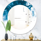 Abstract Marble Decorative Mirror - Blue and White Marble Acrylic - Round Mirror