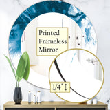 Abstract Marble Decorative Mirror - Blue and White Marble Acrylic - Round Mirror