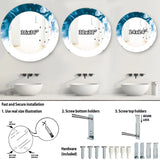 Abstract Marble Decorative Mirror - Blue and White Marble Acrylic - Round Mirror