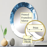 Abstract Marble Decorative Mirror - Blue and White Marble Acrylic - Round Mirror