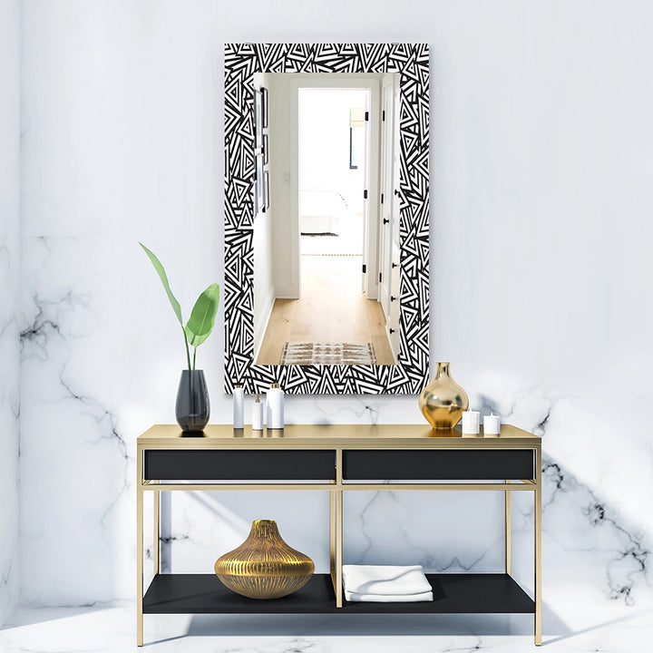 Abstract Rectangle Wall Mirror - Black &amp; White - Large Mirror