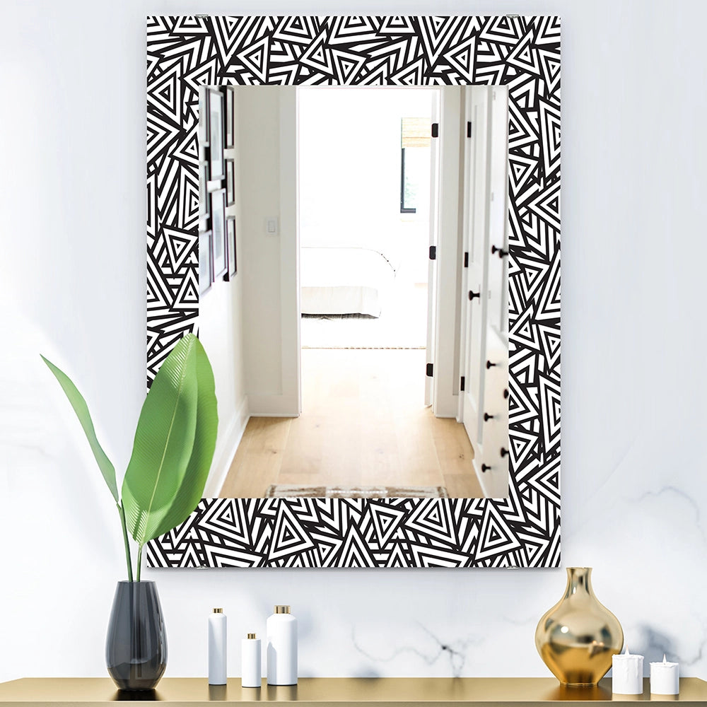 Abstract Rectangle Wall Mirror - Black &amp; White - Large Mirror