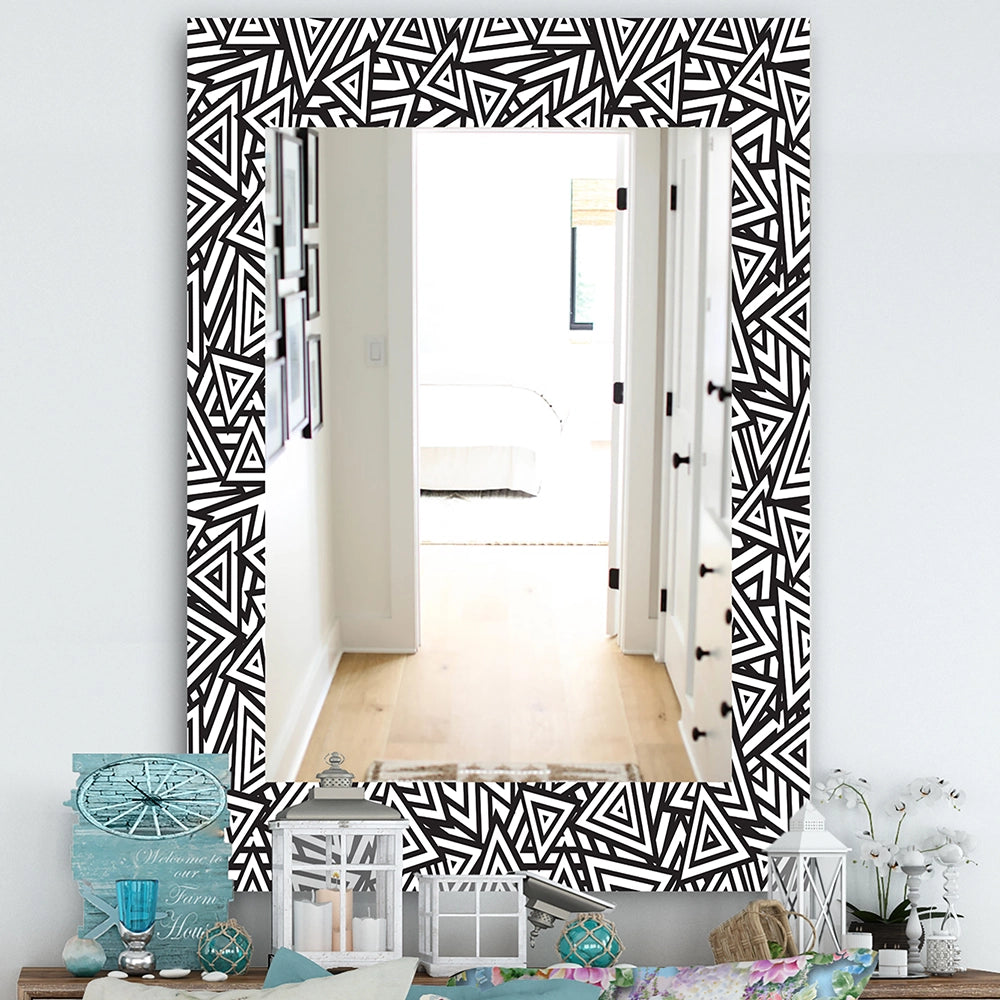 Abstract Rectangle Wall Mirror - Black &amp; White - Large Mirror