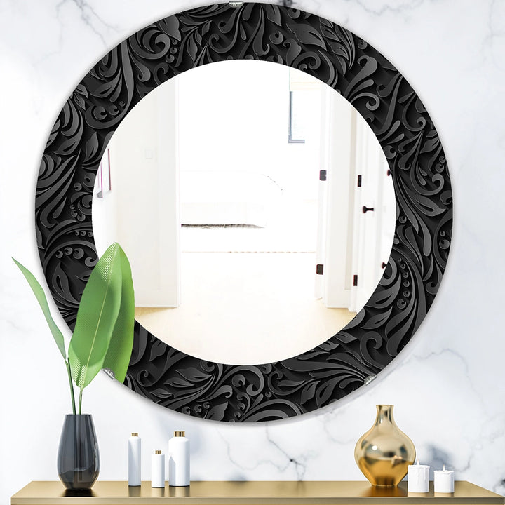 Damask Large Wall Mirror - Obsidian Impressions - Round Mirror