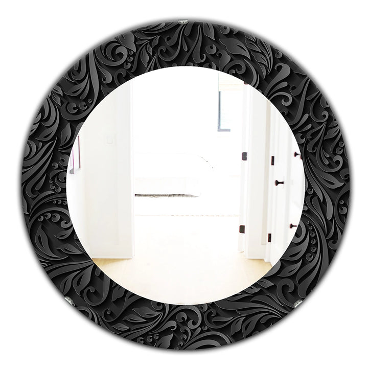 Damask Large Wall Mirror - Obsidian Impressions - Round Mirror