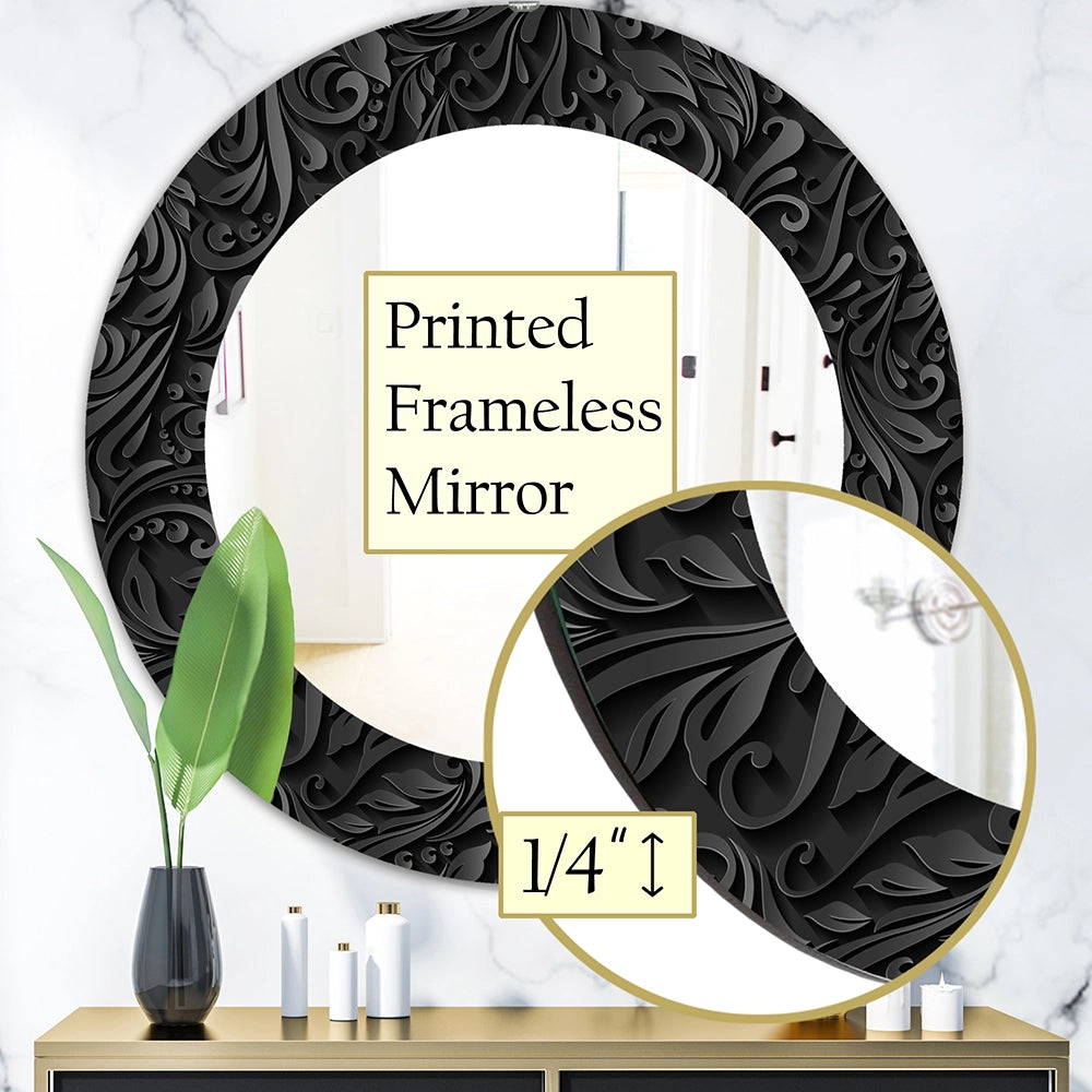 Damask Large Wall Mirror - Obsidian Impressions - Round Mirror