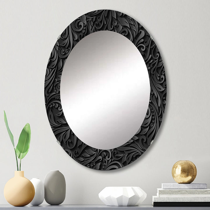 Damask Large Wall Mirror - Obsidian Impressions - Round Mirror