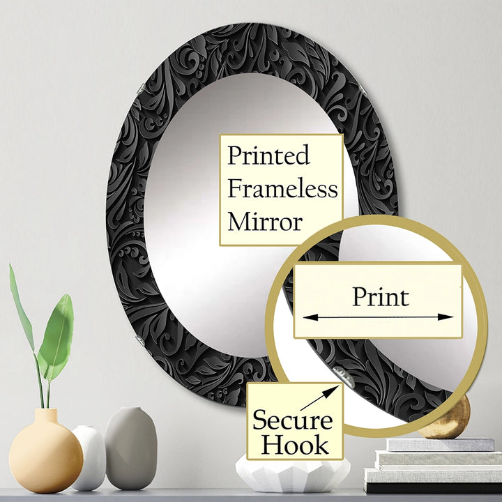 Damask Large Wall Mirror - Obsidian Impressions - Round Mirror