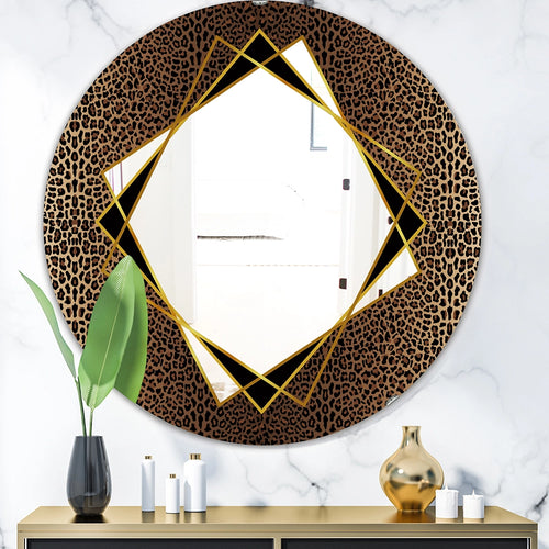 Animal Print Decorative Wall Mirror - Leopard Round Wall Mirror