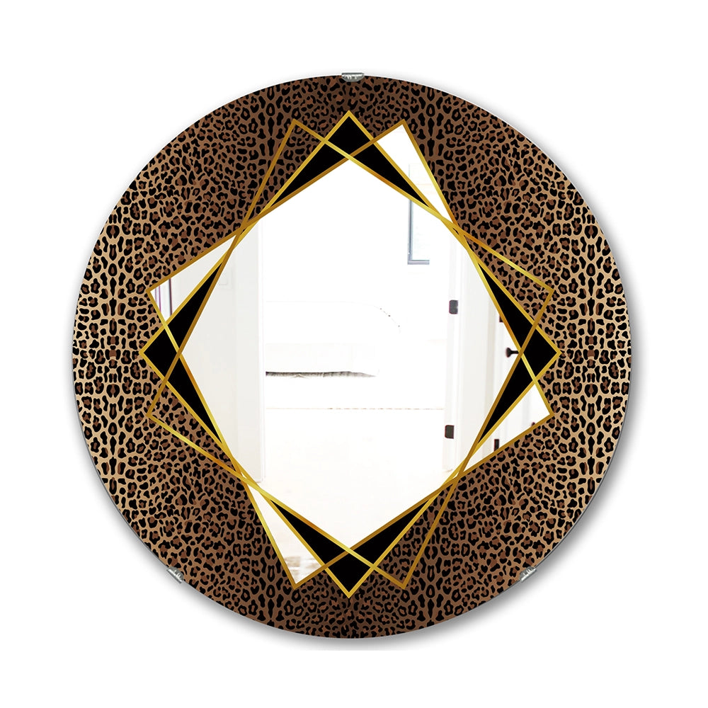 Animal Print Decorative Wall Mirror - Leopard Round Wall Mirror