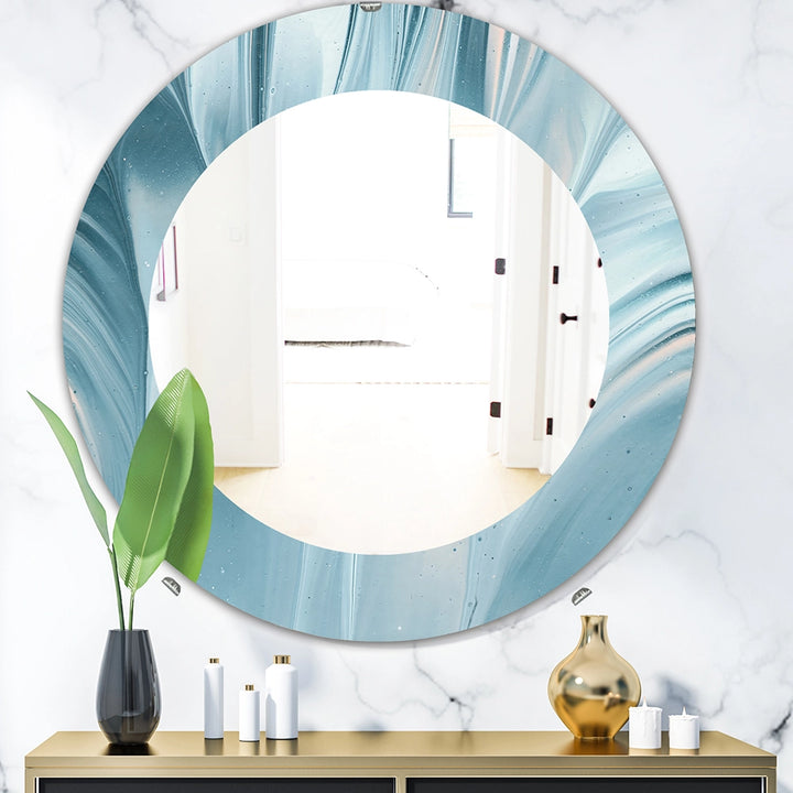 Abstract Wall Mirror - Blue Modern Water III - Printed Mirror