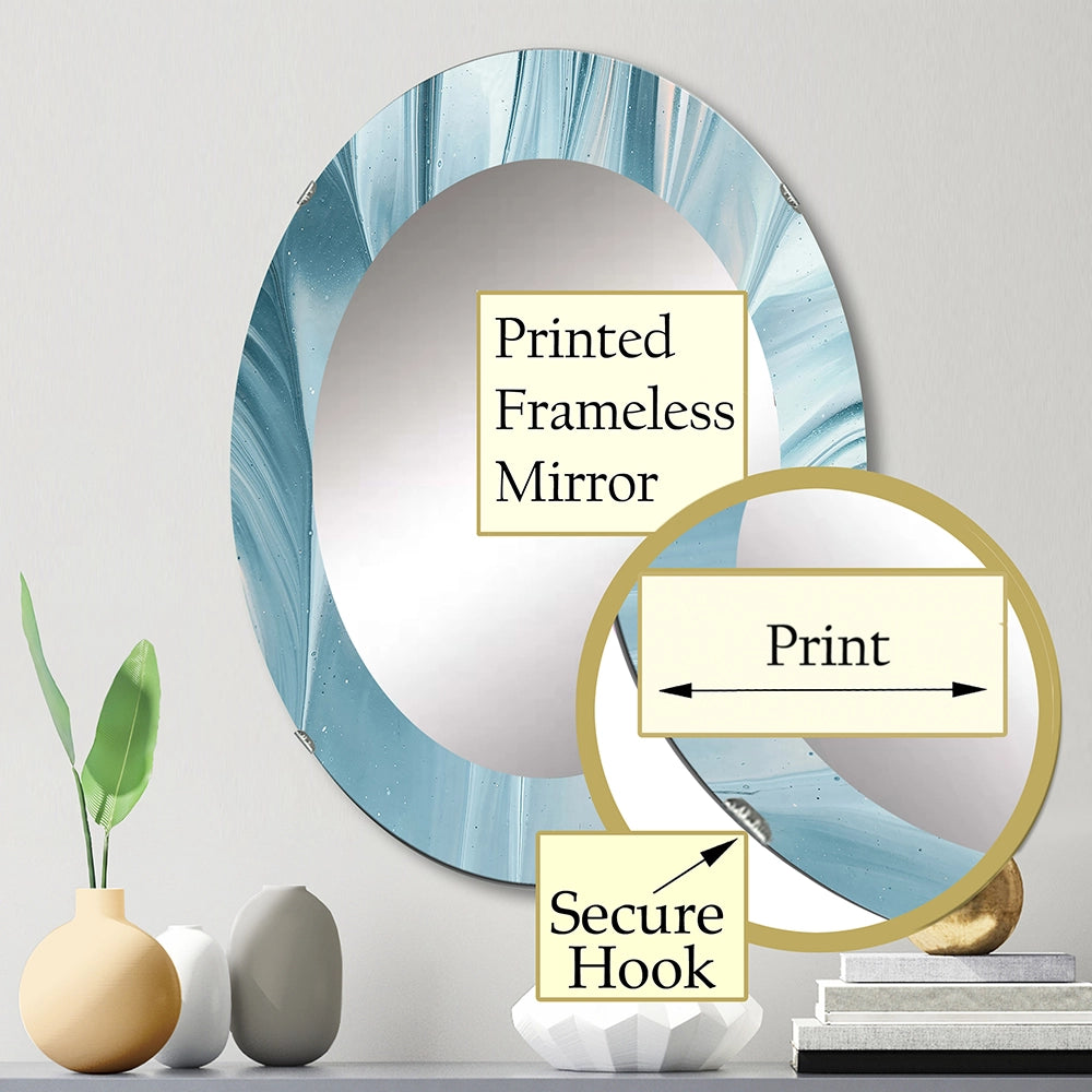 Abstract Wall Mirror - Blue Modern Water III - Printed Mirror