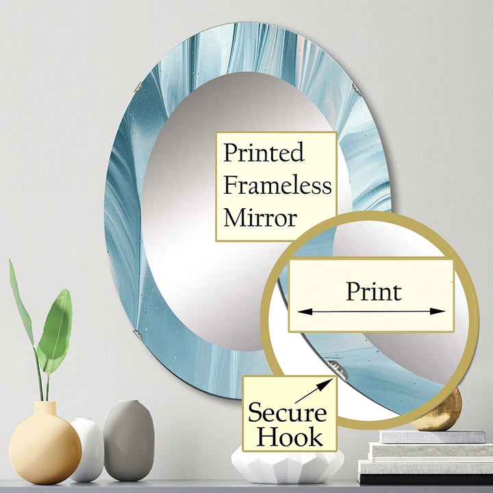 Abstract Wall Mirror - Blue Modern Water III - Printed Mirror