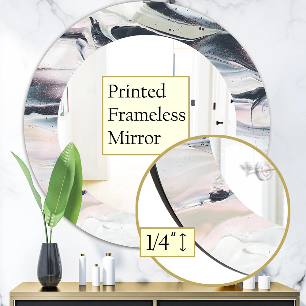 Modern Decorative Wall Mirror - Grey Marbling V - Round Mirror
