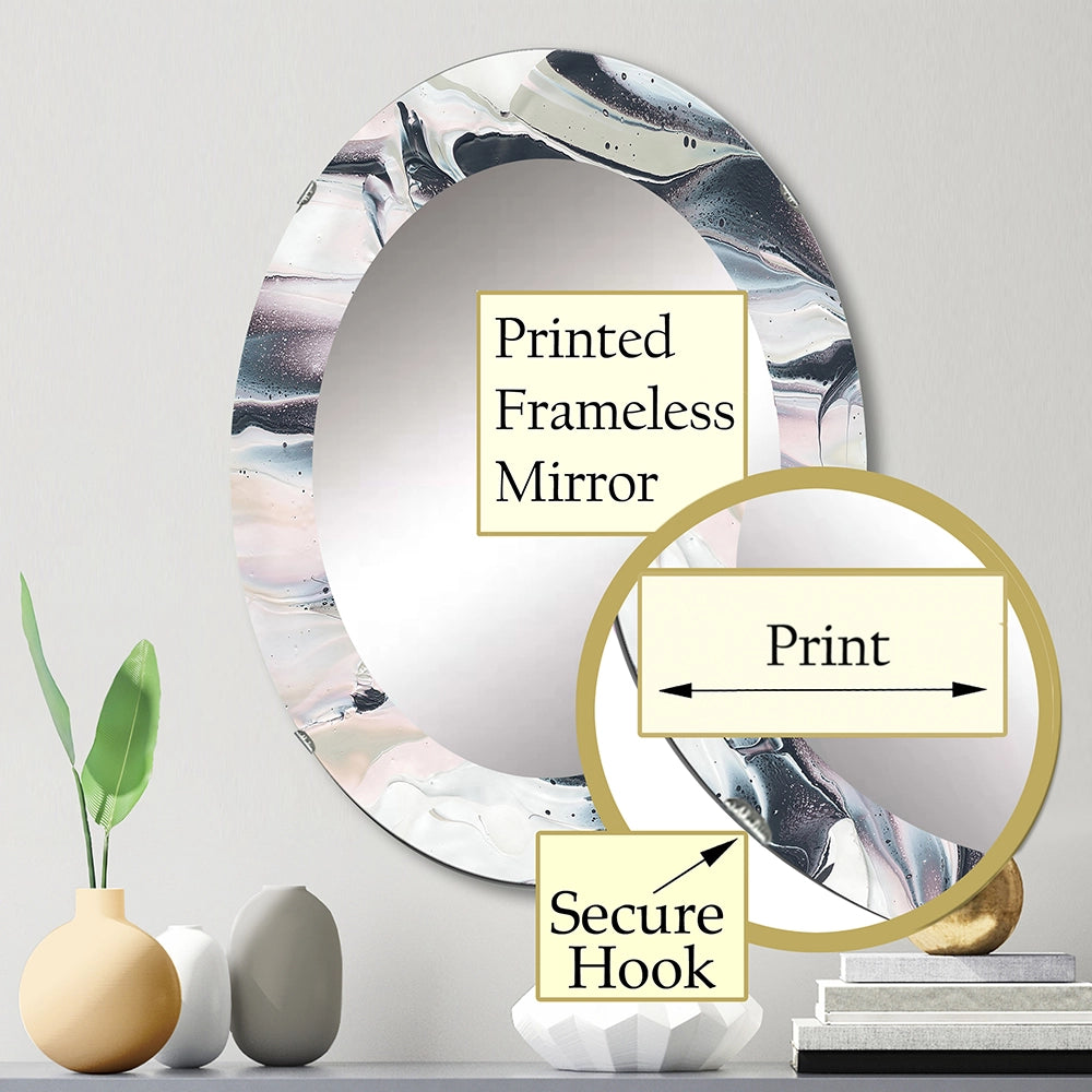 Modern Decorative Wall Mirror - Grey Marbling V - Round Mirror