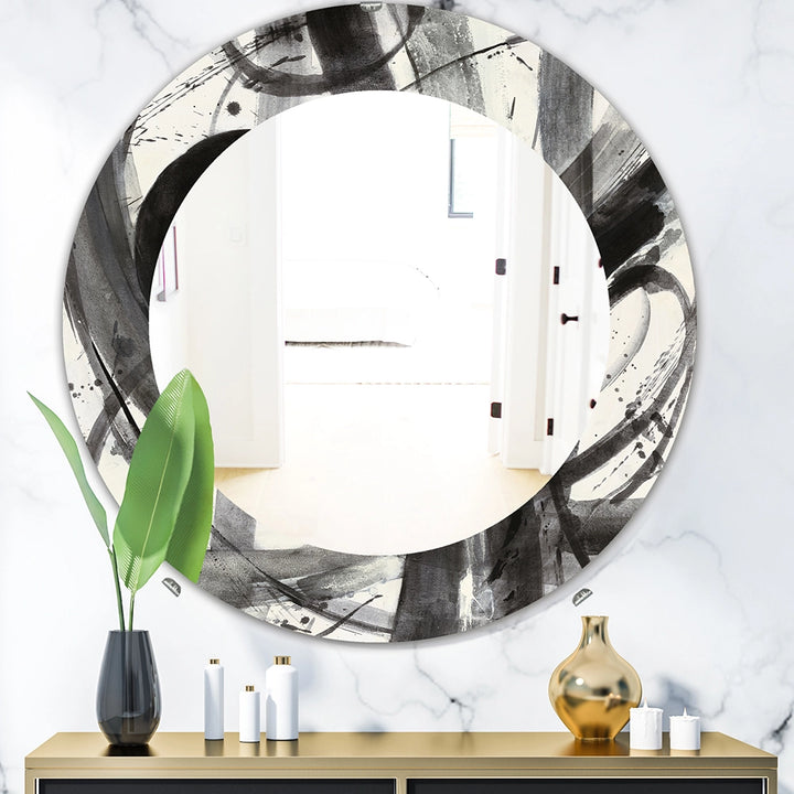 Abstract Expressionism Decorative Mirror - Black and White Minimalistic - Large Wall Mirror