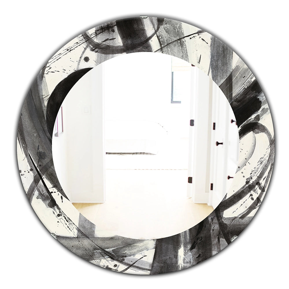 Abstract Expressionism Decorative Mirror - Black and White Minimalistic - Large Wall Mirror