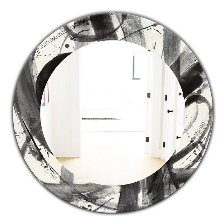 Abstract Expressionism Decorative Mirror - Black and White Minimalistic - Large Wall Mirror