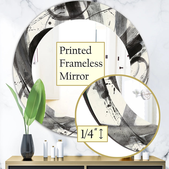 Abstract Expressionism Decorative Mirror - Black and White Minimalistic - Large Wall Mirror