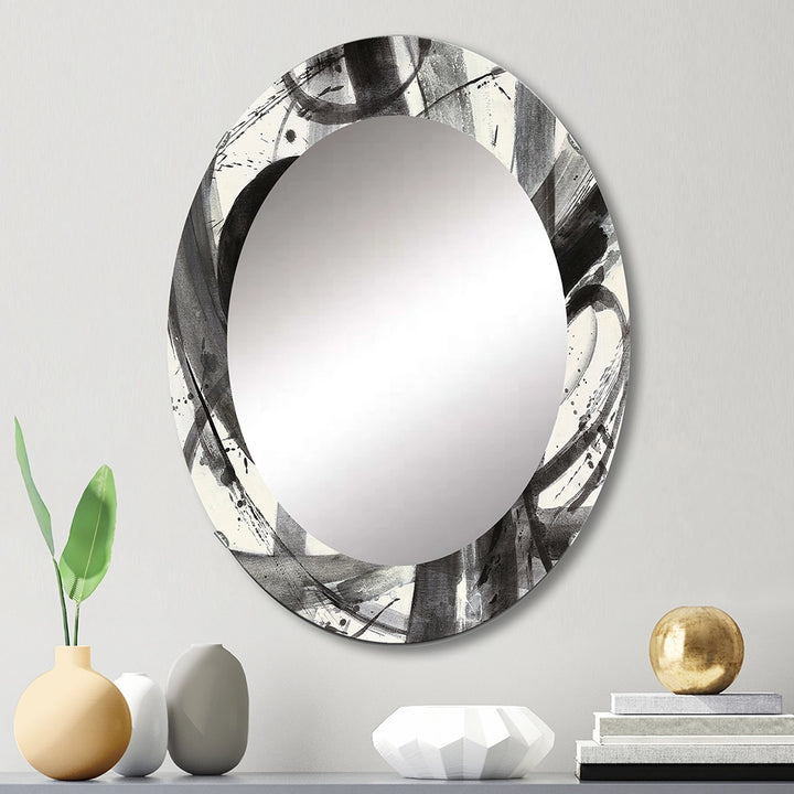 Abstract Expressionism Decorative Mirror - Black and White Minimalistic - Large Wall Mirror
