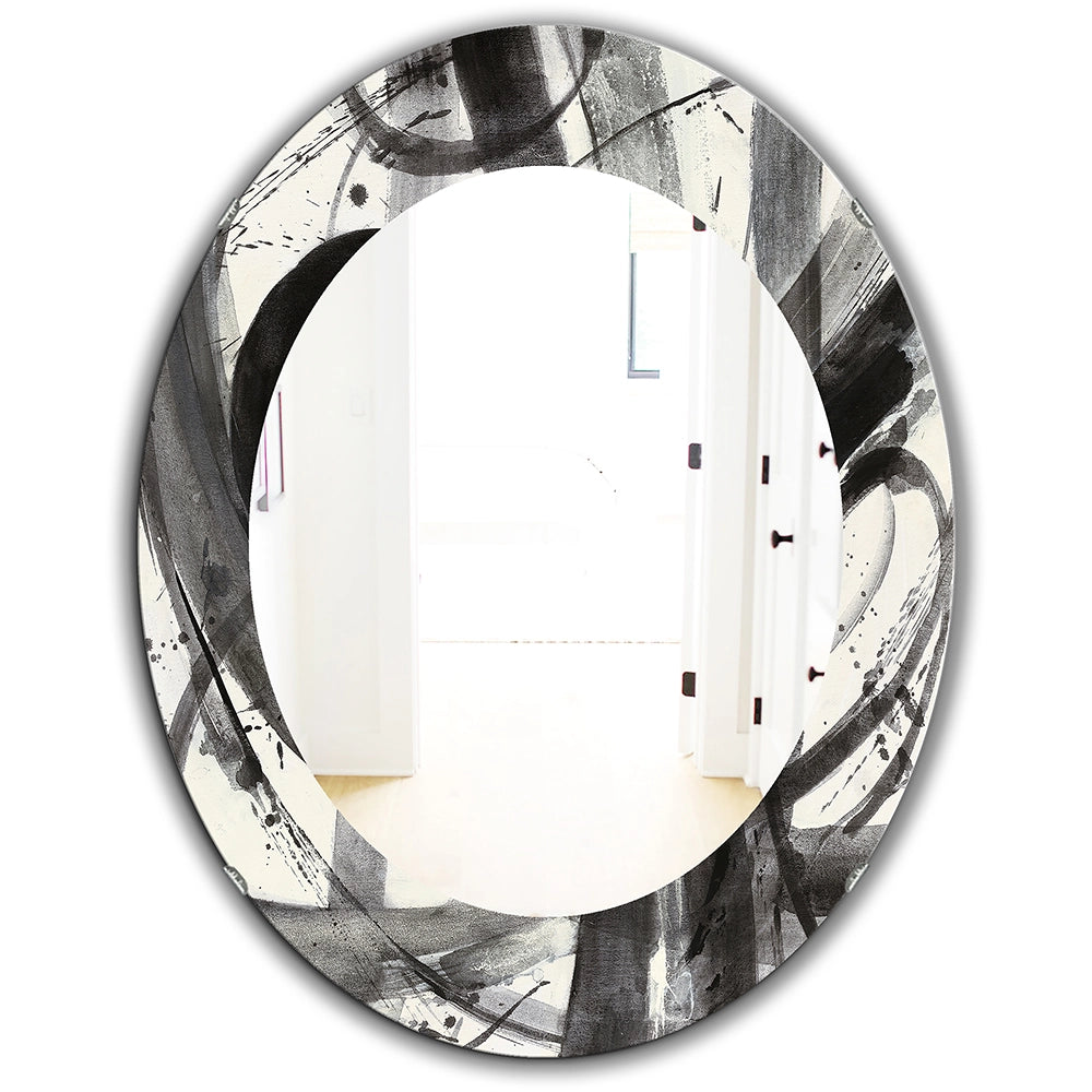 Abstract Expressionism Decorative Mirror - Black and White Minimalistic - Large Wall Mirror