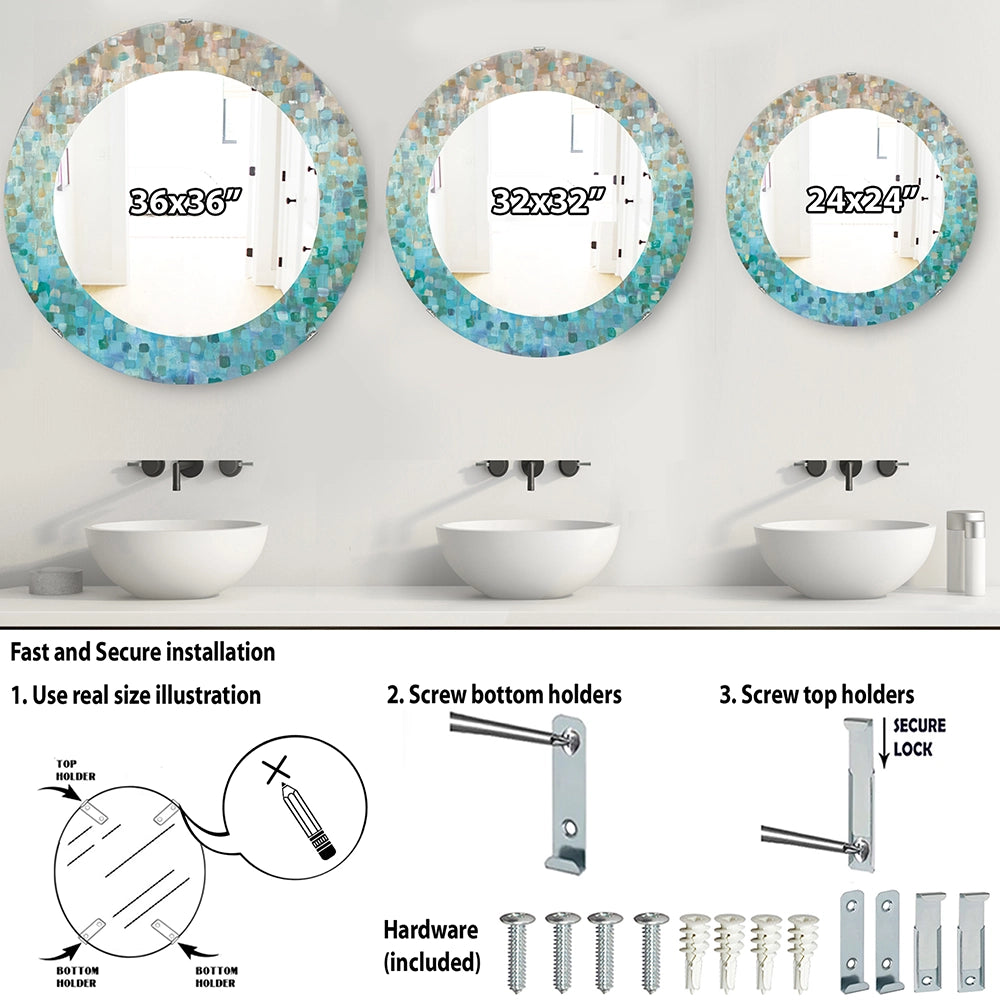 Abstract Mosaic Decorative Mirror - Blocked Abstract - Round Mirror