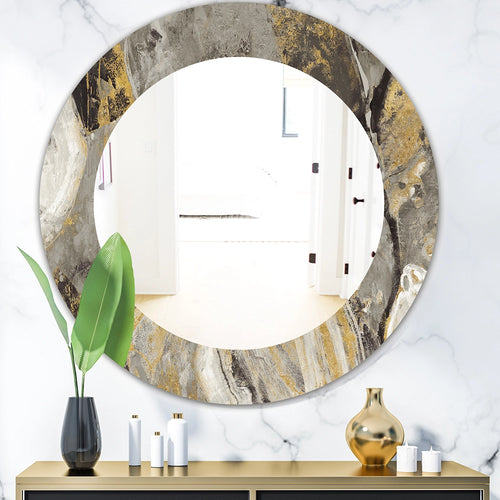 Cabin & Lodge Wall Mirror - Painted Gold Stone - Decorative Mirror