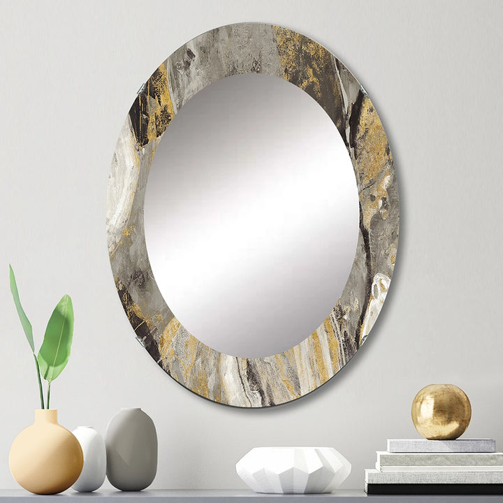 Cabin &amp; Lodge Wall Mirror - Painted Gold Stone - Decorative Mirror