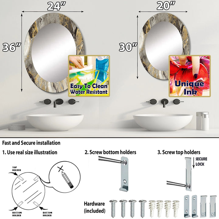 Cabin &amp; Lodge Wall Mirror - Painted Gold Stone - Decorative Mirror