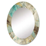 Abstract Large Wall Mirror - Mineral Landscape in Blue, Cream and Brown - Round Mirror