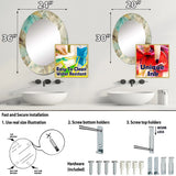 Abstract Large Wall Mirror - Mineral Landscape in Blue, Cream and Brown - Round Mirror