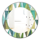 Abstract Geometric Wall Mirror - geometric Green Triangle III - Decorative Mirror