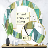 Abstract Geometric Wall Mirror - geometric Green Triangle III - Decorative Mirror