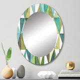Abstract Geometric Wall Mirror - geometric Green Triangle III - Decorative Mirror