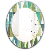 Abstract Geometric Wall Mirror - geometric Green Triangle III - Decorative Mirror
