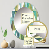 Abstract Geometric Wall Mirror - geometric Green Triangle III - Decorative Mirror