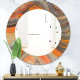 Abstract Gilded Orange Waves' Modern Mirror - Oval or Round Wall Mirror
