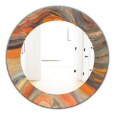 Abstract Gilded Orange Waves' Modern Mirror - Oval or Round Wall Mirror