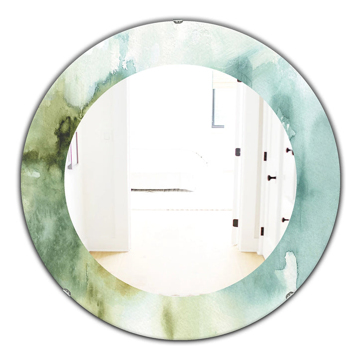 Nautical Wall Mirror - Abstract Watercolor Green House - Printed Mirror