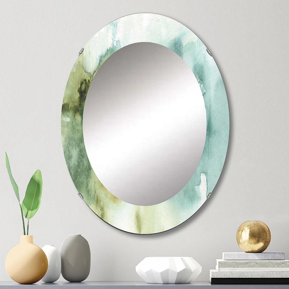 Nautical Wall Mirror - Abstract Watercolor Green House - Printed Mirror