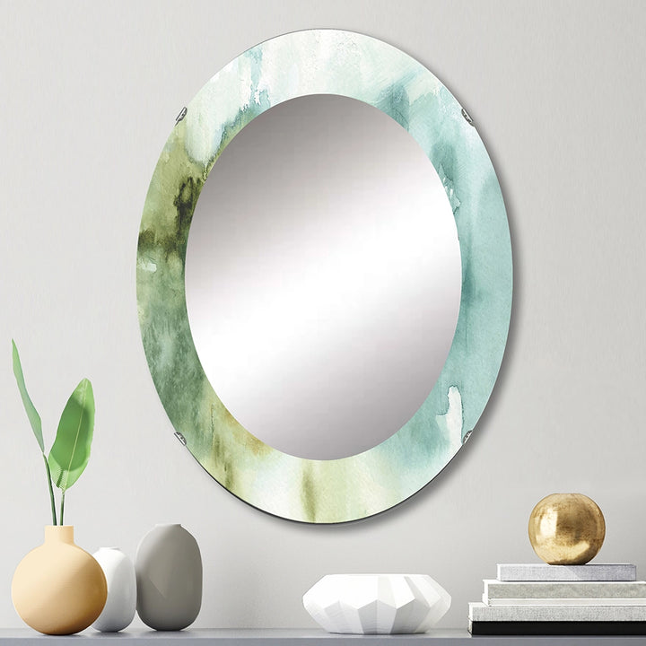 Nautical Wall Mirror - Abstract Watercolor Green House - Printed Mirror