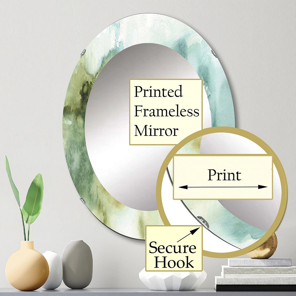Nautical Wall Mirror - Abstract Watercolor Green House - Printed Mirror
