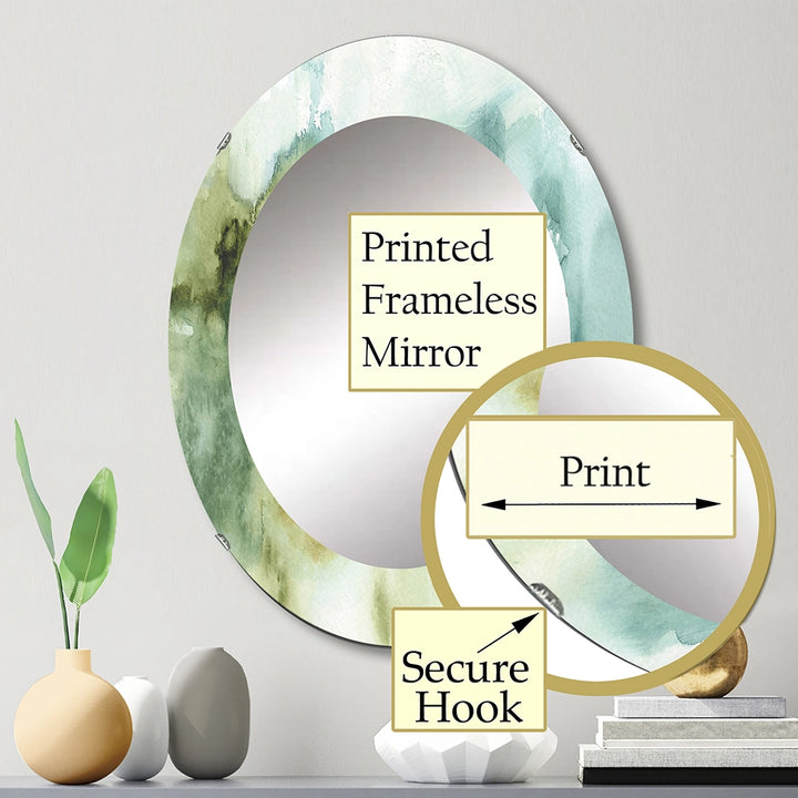 Nautical Wall Mirror - Abstract Watercolor Green House - Printed Mirror