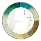 Abstract Impression Of Watercolour Blue and Yellow' Farmhouse Mirror - Oval or Round Wall Mirror