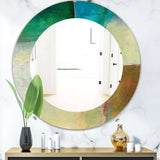 Abstract Impression Of Watercolour Blue and Yellow' Farmhouse Mirror - Oval or Round Wall Mirror