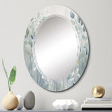 Abstract Botanicals Decorative Mirror - Blue Botanical Rhythms IV - Oval Mirror