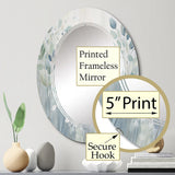 Abstract Botanicals Decorative Mirror - Blue Botanical Rhythms IV - Oval Mirror